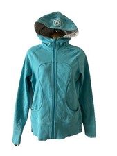Lululemon Scuba Hoodie Women 8 Light Blue Full Zip Sports Sweatshirt Sherpa Logo