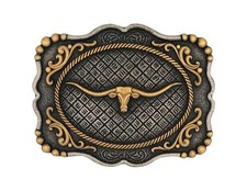 Montana Silversmiths Belt Buckle Framed Longhorn Silver Gold A1003P