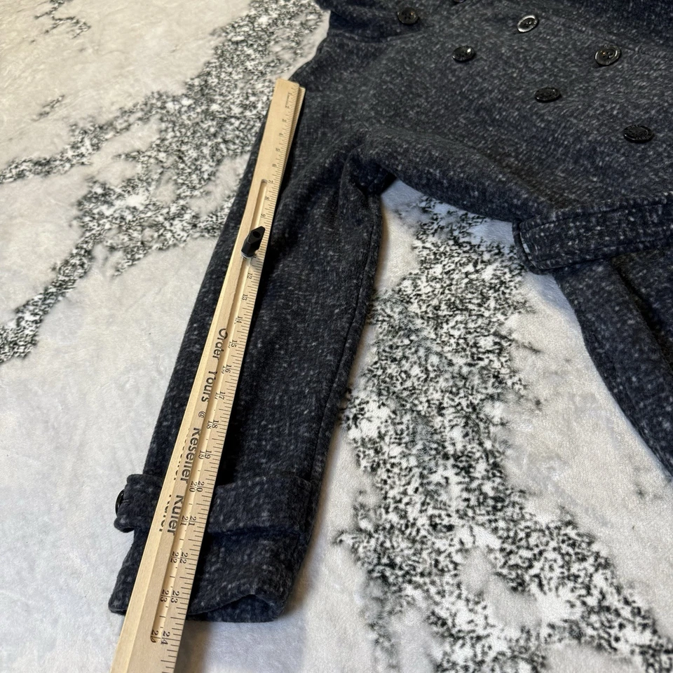 Abrigo Ike Behar Mujer Talla L Gris Oscuro Doble Pecho Polar Cinturón Manga Larga Foto 3 de 4