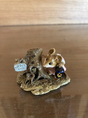 Wee Forest Folk M-249 Whoo's Inn Owl Pink 1999 DP Retired