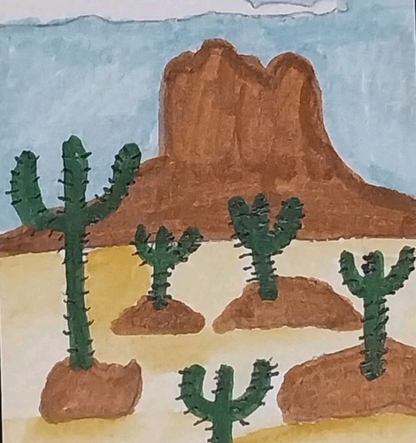 ACEO Original Art Card ATC Watercolor OOAK Western Desert Landscape Cactus Decor
