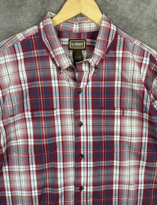 C.E. Schmidt Workwear Shirt Mens Large Red White Plaid Short Sleeve Button-Down