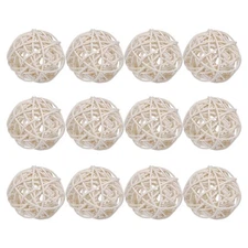 Wicker Rattan Balls 12 Pack 2" for DIY Craft White