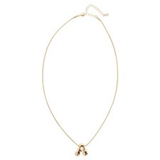 CTM Women's Semi-Fine Bubble Letter Initial Necklace Gold or Silver Dipped