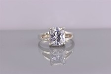 C A Sterling Silver Emerald Cut Cubic Zirconia Split Band Ring 925 Sz: 9