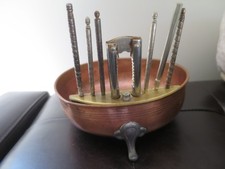 Vintage Nut Bowl Copper Brass W/ Nutcracker And Picks Sheffield