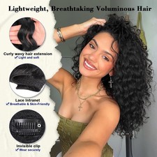 Deep Curly Wavy 4PCS Clip in Real as Human Hair Extensions THICK Dark Brown Soft