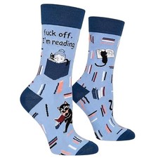 Funny Socks for Women - Fun Novelty Crazy Cool Cute Socks Gift - C-read-blue
