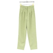 C/MEO Collective XS Woven Light Green Pleated High Waist Tapered Trouser Pants 