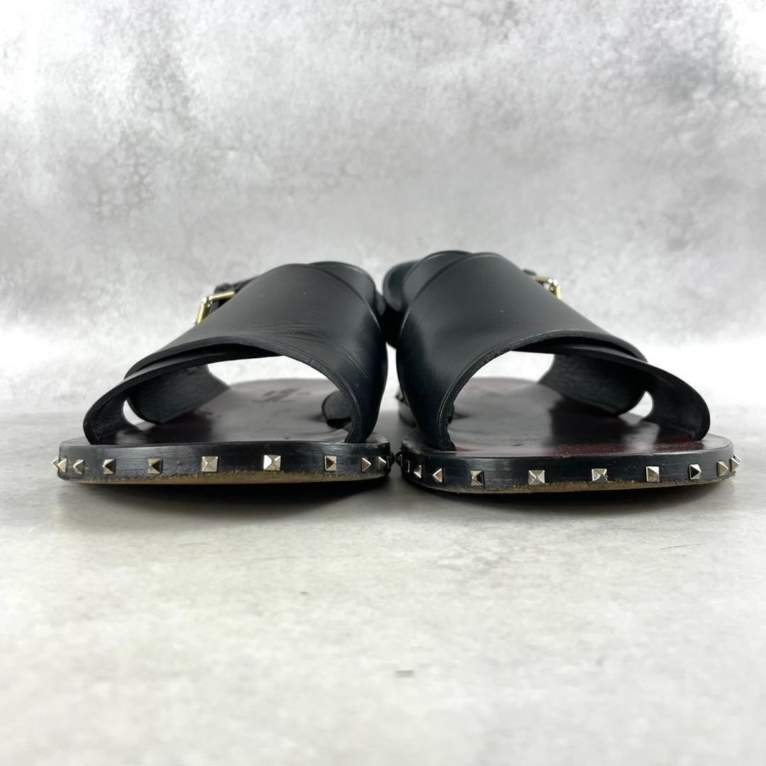 VALENTINO GARAVANI Rockstud Sandals Black Leather 42 (27cm) Men’s Auth FROM JPN thumbnail 3