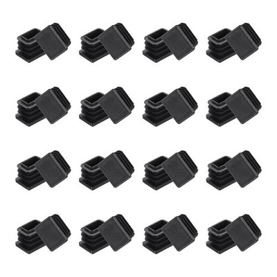 32Pcs 0.8'' x 0.6'' x 0.6'' Rectangle Plastic Plug Tubing End Caps, Black