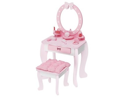 Playtive Schminktisch Kosmetiktisch Mädchen Hocker Spiegel Holz inkl. Zubehör
