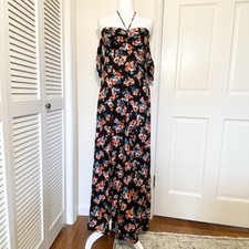 NWT FOREVER 21 Floral Off Shoulder Double Slit Maxi Dress Womens M Summer Resort