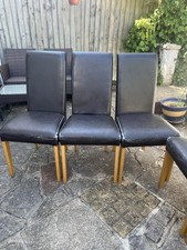 Set Of 6 Faux Leather Dining Chairs