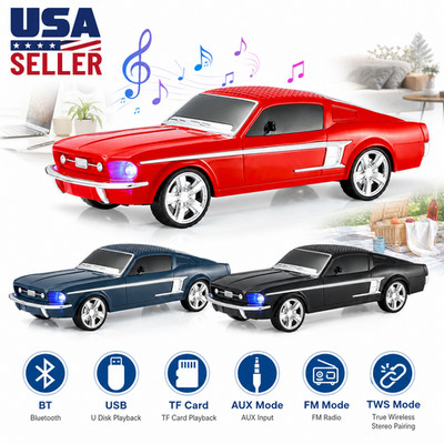 Retro Car Style Rechargeable Bluetooth Speaker FM Radio AUX USB TF TWS LED Light
