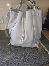Whistles Large Leather Bucket Bag With Long Crossbody Strap Light Grey
