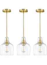 3 Pack 1 Light Hanging Indoor Kitchen Island Pendant Ceiling Light 6.11" Clear