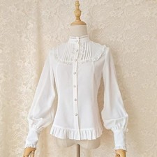 Original Lolita Blouse – Stand Collar, Leg-of-Mutton Sleeves, Long-Sleeve Women