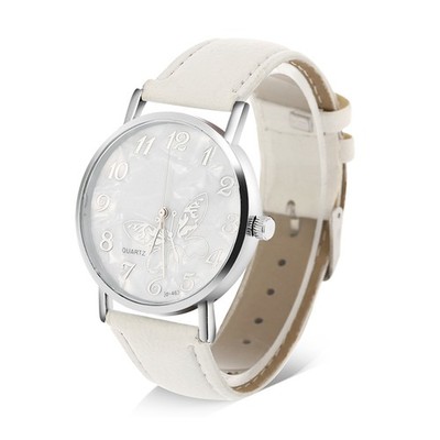 PU Leather Strap Quartz Watch Women Female Analog Wristwatches White BGS