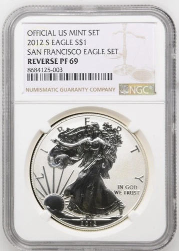 2012 S Reverse Proof American Silver Eagle NGC REVERSE PF69 - A342