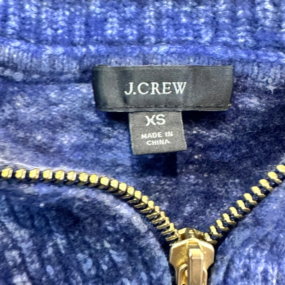 Suéter Pullover J.Crew Niños Azul XS Cuello Media Cremallera Mezcla Lana Merino Foto 2 de 4