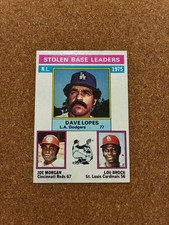 1975 STOLEN BASE LEADERS DAVEY LOPES , LOU BROCK,  MORGAN TOPPS BASEBALL CARD