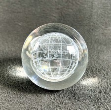 3D Crystal Ball Glass Laser Engraved Miniature Earth Sphere Decor Gift 3 inch
