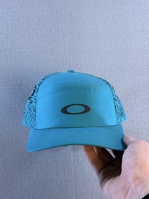Oakley 5 Panel Hat Strap Back Mens One Size Teal Geometric Outdoor Sports Casual
