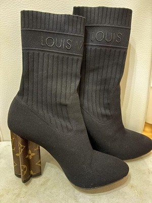 LOUIS VUITTON Knit Boots 38 Black 24.5cm Women