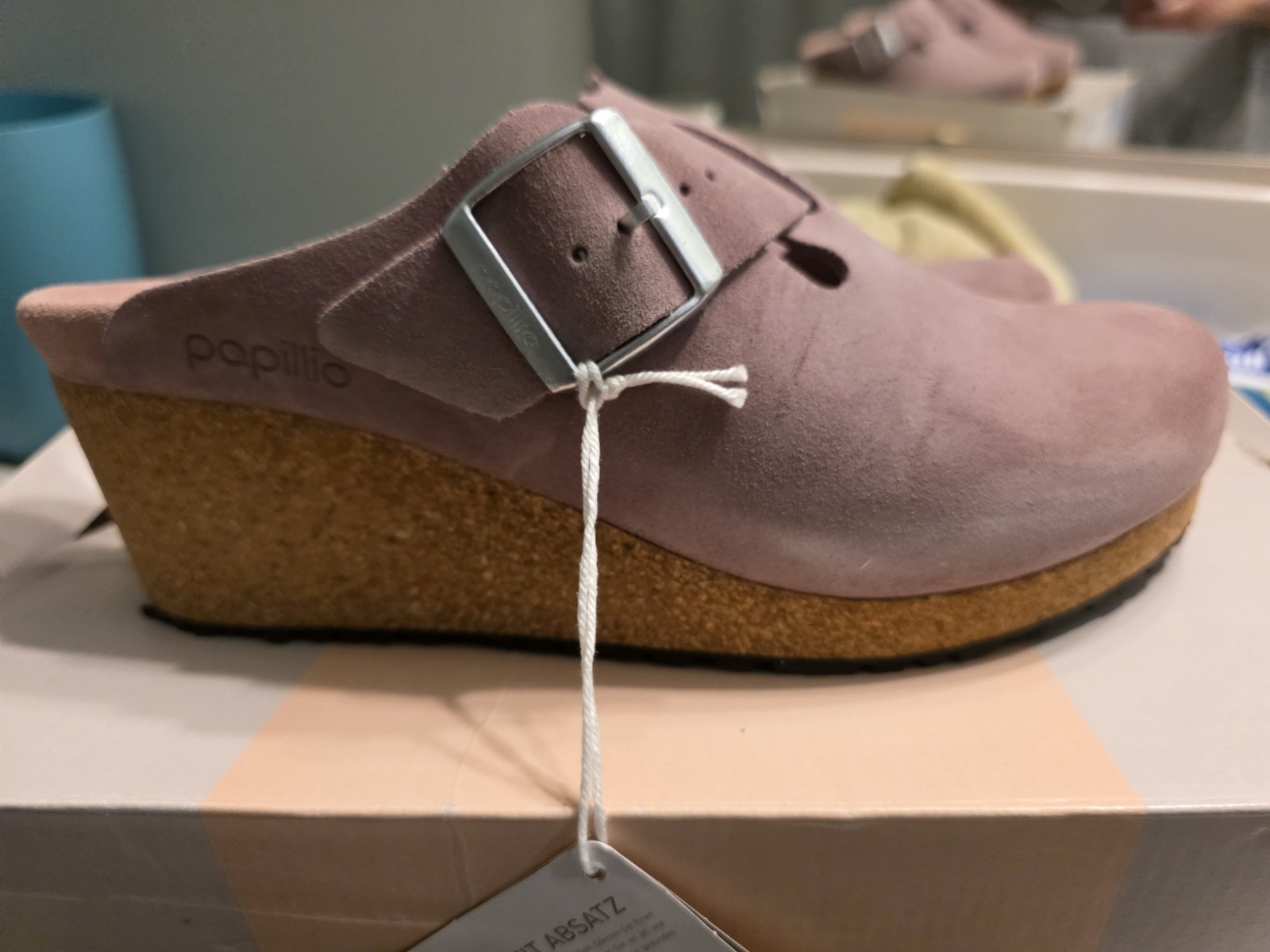 Birkenstock Wedge Clogs SUEDE Mauve Sz 39 NIB