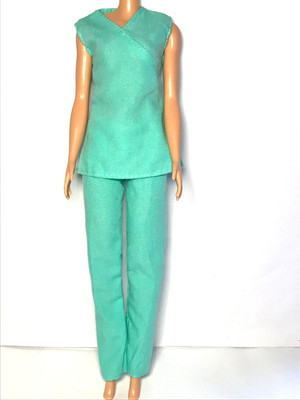 Barbie Doll Clothing Light Green Nurse Doctor Medical Hospital Scrubs Set