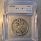1937-D Liberty Walking Half Dollar ICG G4 Silver 50C Denver Certified