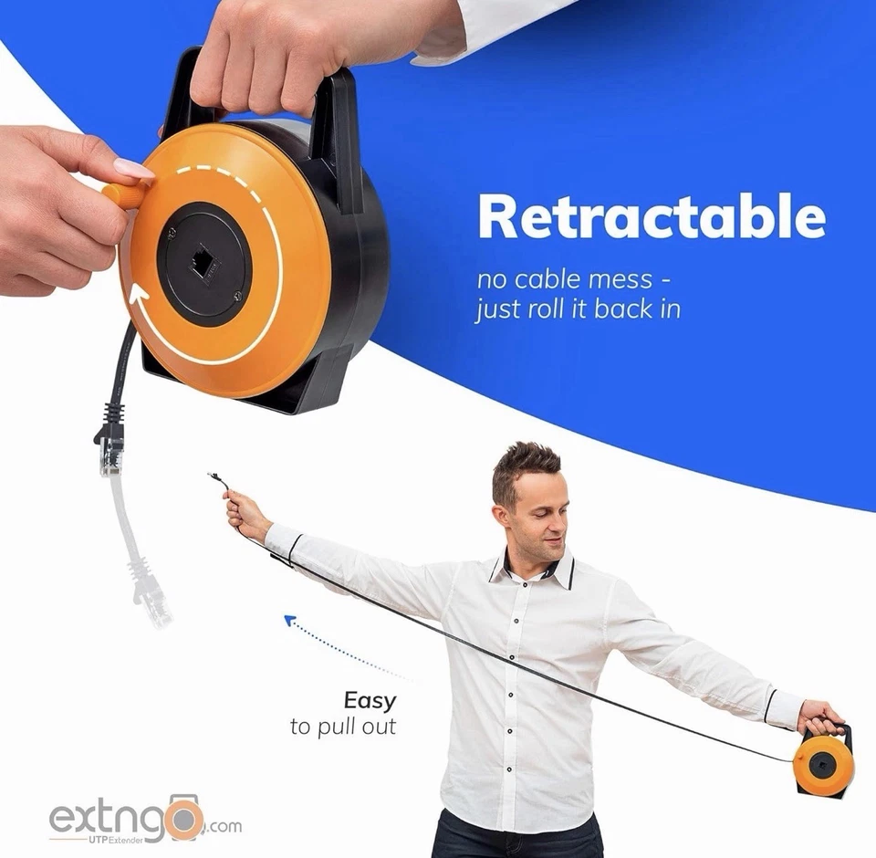 Retractable Network Cable Extender, 50 Feet CAT 6 Ethernet Cable Flat-Portable 1 - Image 2 of 2