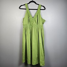 Garnett Hill Green Sleeveless Crochet Lace Boho Midi Empire Dress Lined Size 16