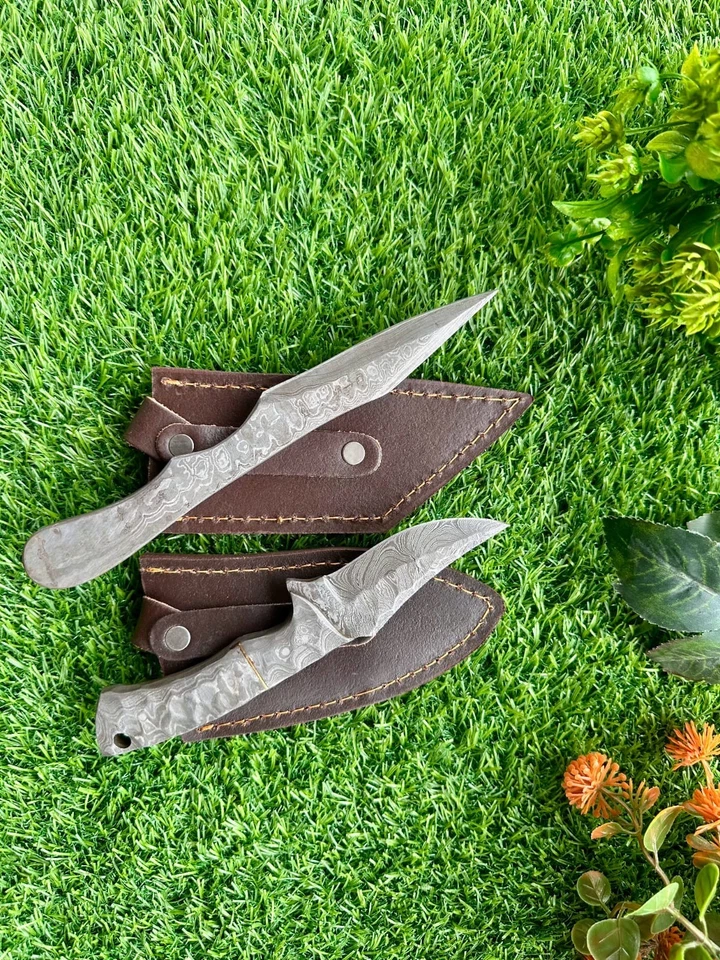 Set Of Two Handmade Damascus Skinner Knives with Sheath | Made In USA | - Image 2 of 4