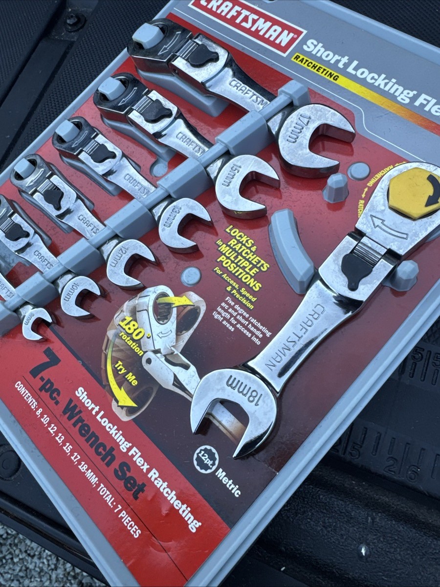 Sears Craftsman USA Nos Rare Short Locking Flex Wrench Set Metric