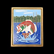 Solid Brass Bass Fishing Largemouth Smallmouth 1980s Vintage Belt Buckle