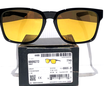 NEW Oakley CATALYST Shiny Black Frame 24K Gold Mirror Lens
