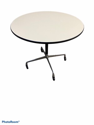 Eames Herman Miller Universal Base Round Table Off White Laminate Top