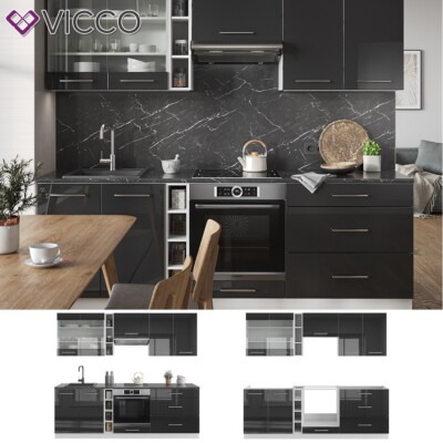 Meuble Haut De Cuisine Fame-Line 50 Cm – Blanc Anthracite/or – Vicco (neuf)