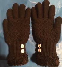 Sonoma Womens Black Knit Gloves With Buttons - One Size- Please See The Pictures