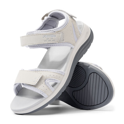 FitVille Women's Orthopedic Wide Sandals Strappy Arch Support Flat Swollen Feet