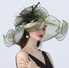 Women's Kentucky Derby Church Sun Hat Dress Fascinator Bridal Organza Tea Party