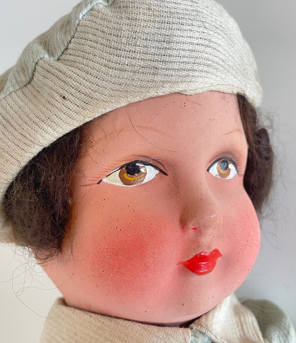 ANCIENNE DEMIE TÊTE De Poupée En Carton papier Mâché, h=10 cm EUR 15,00 - FR