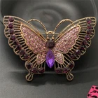 Hot Purple Crystal Vintage Butterfly Rhinestone Fashion Women Charm Brooch Pin