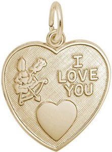 Authentic Cupid I Love You Heart Charm by Rembrandt 10K or 14K Gold or Sterling Silver