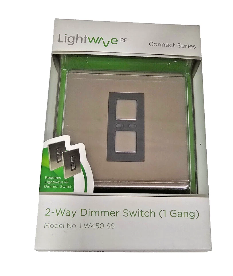 Lightwave LW450 SS Connect Series 1-Gang 2-Way  Dimmer Switch Stainless Steel - Image 3 of 4