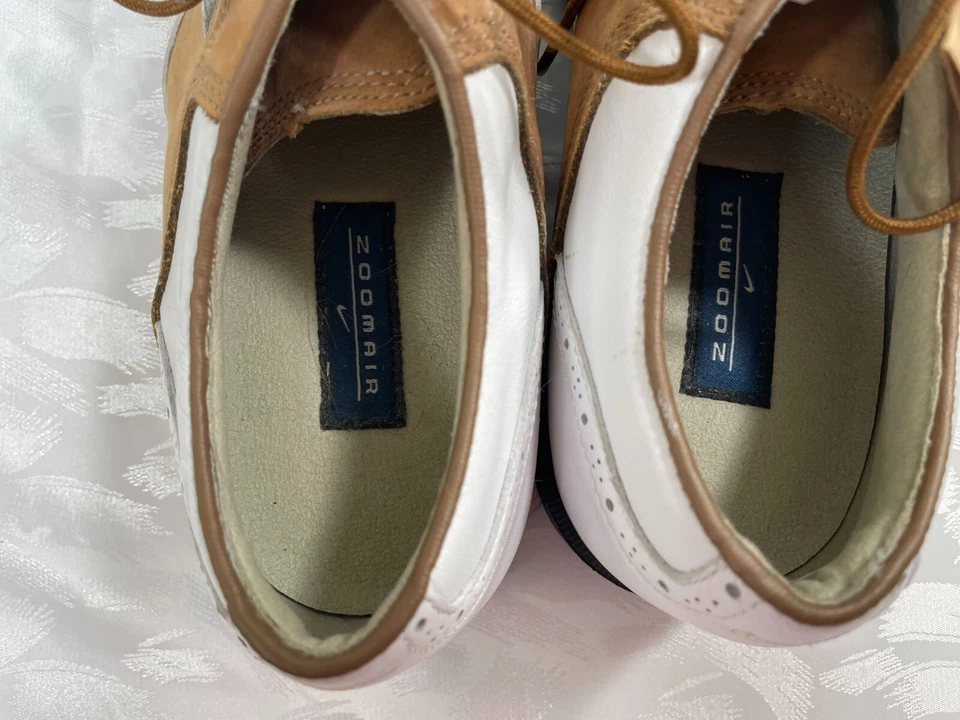 Zapatos de golf Nike Zoom Air para mujer Oxford con cordones de cuero blanco marrón talla 7 38 Foto 4 de 4