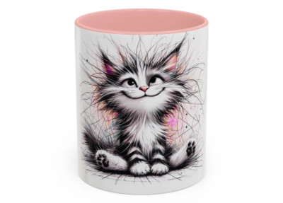 Cute Fluffy Cat Mug   Adorable Kitten Coffee Cup Gift for Cat Lovers