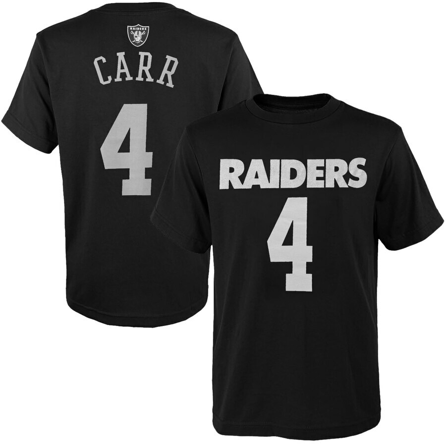 Las Vegas Raiders NFL Carr #4 Youth Black Name And Number Shirt X